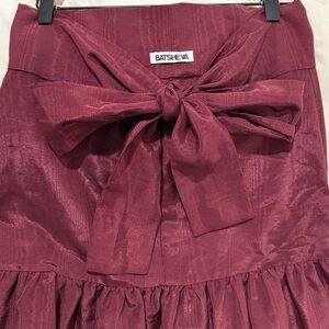 Batsheva NATASHA Satin A-Line Skirt in Deep Purple/maroon